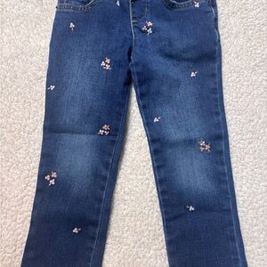 Cat & Jack Blue Skinny Jeans with Pink Floral Embroidery